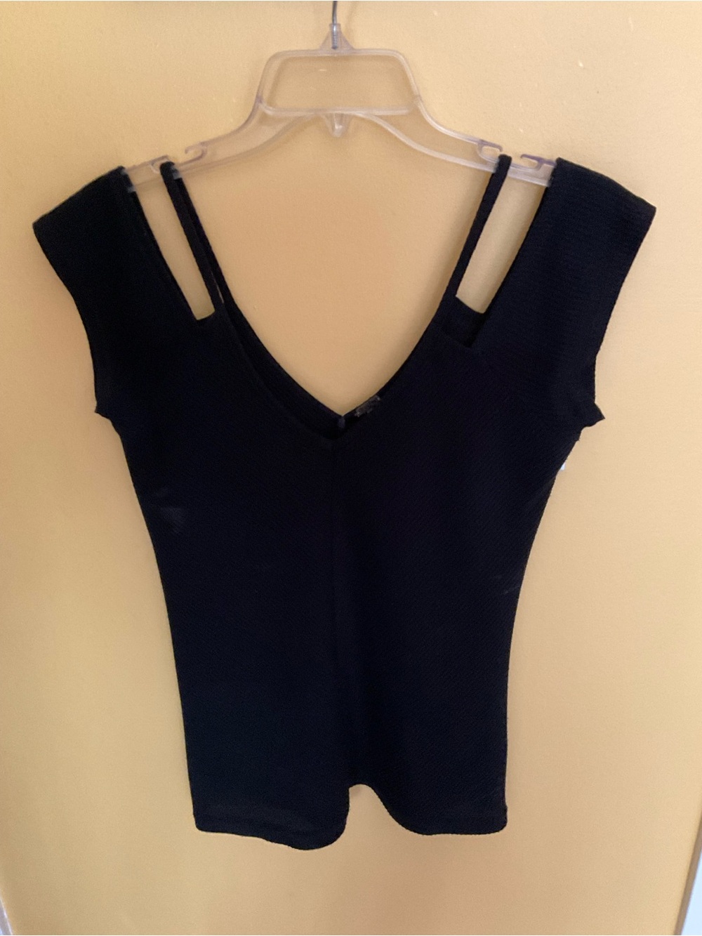 Poof! Black V-Neck Double Strap Knit Tank